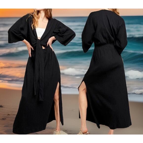 FP Beach Free-est Endless Nights Maxi Dress - Medium, Black Boho Chic Resortwear - Picture 2 of 13
